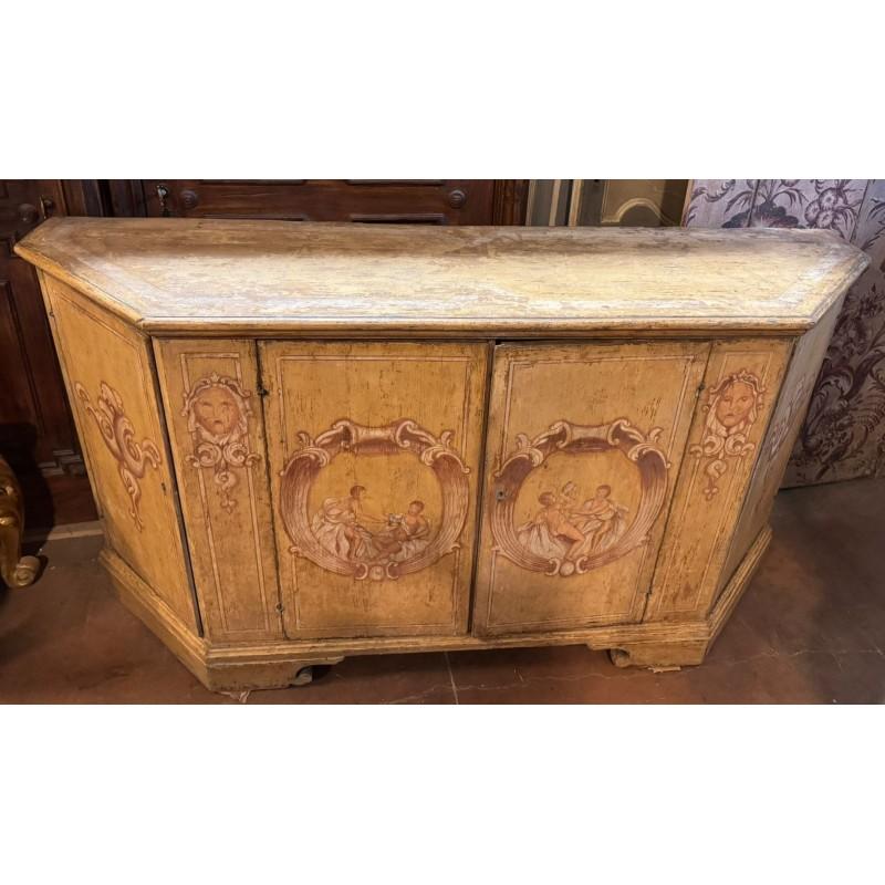 credenza bassa 4 ante, laccate e dipinta con figurini, italia im Angebot 2