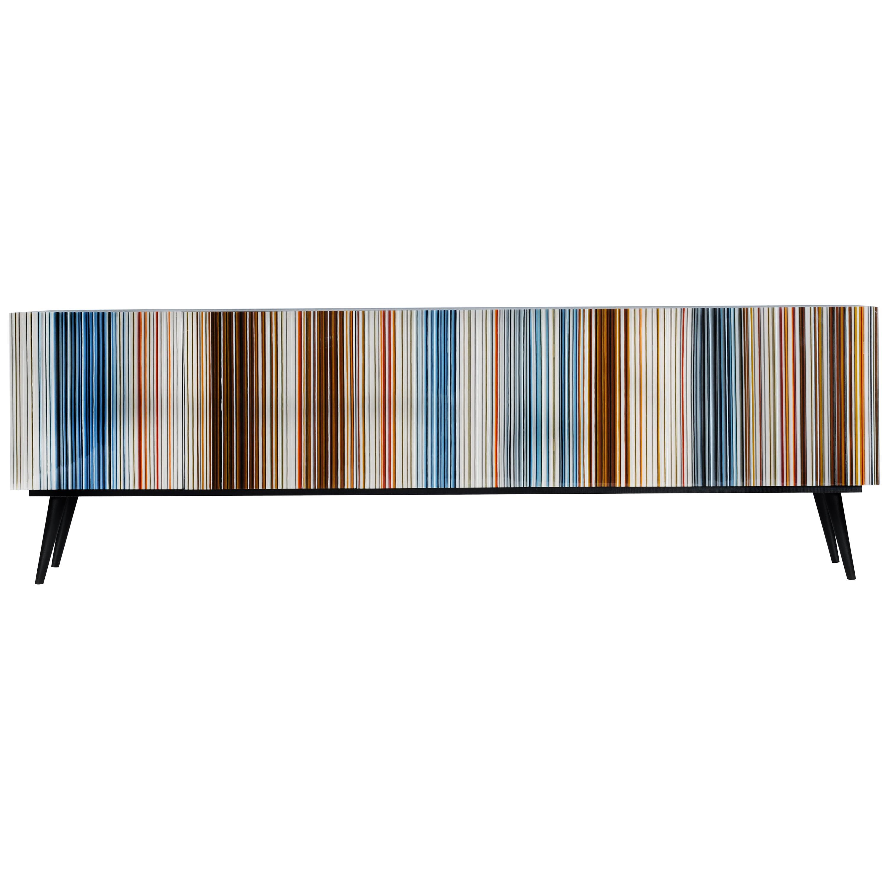 Credenza Buff-Hey Five Multicolored Glass Doors For Sale