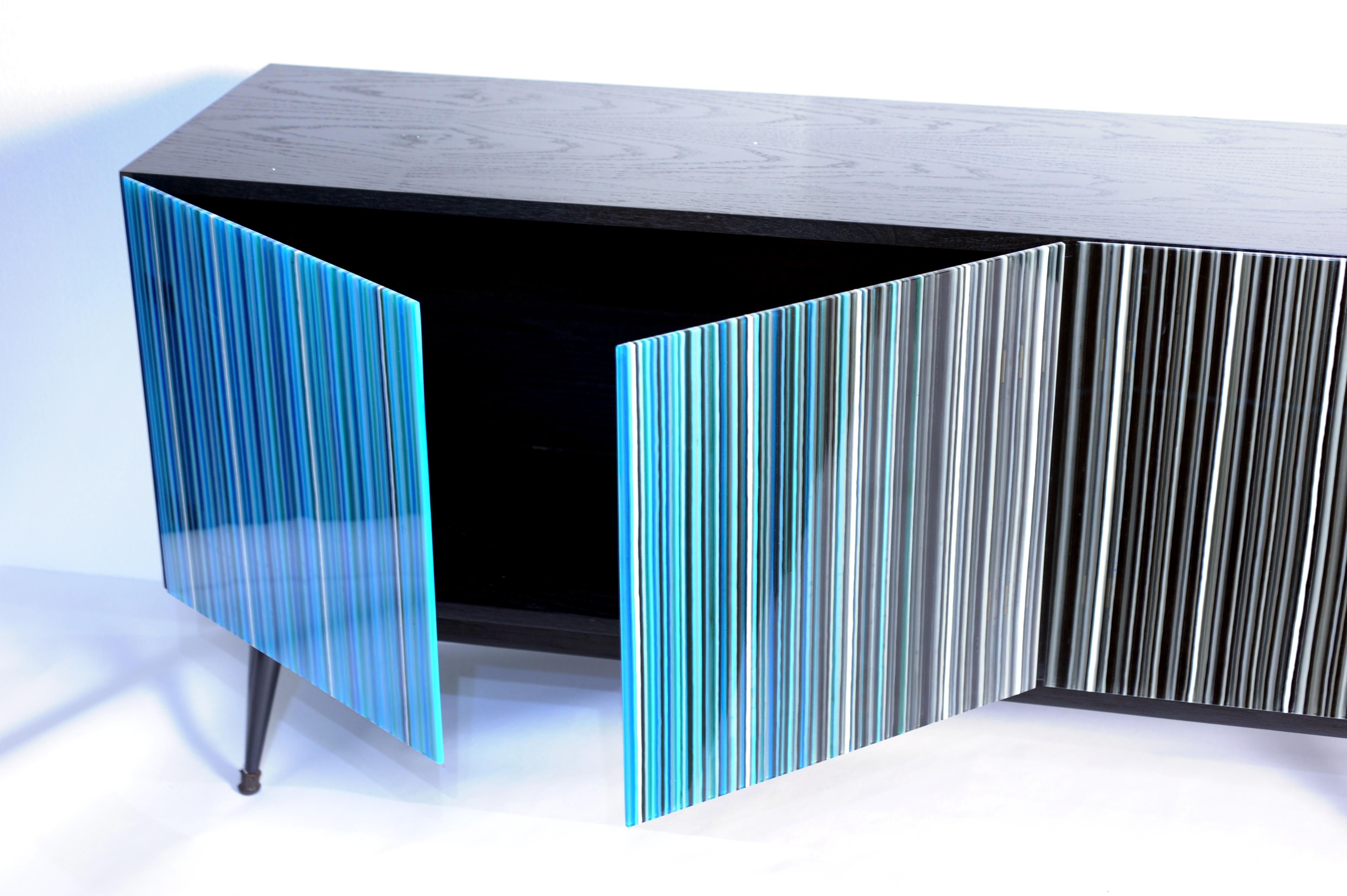 Vetro Credenza Buff-Hey Sei ante in vetro multicolore in vendita