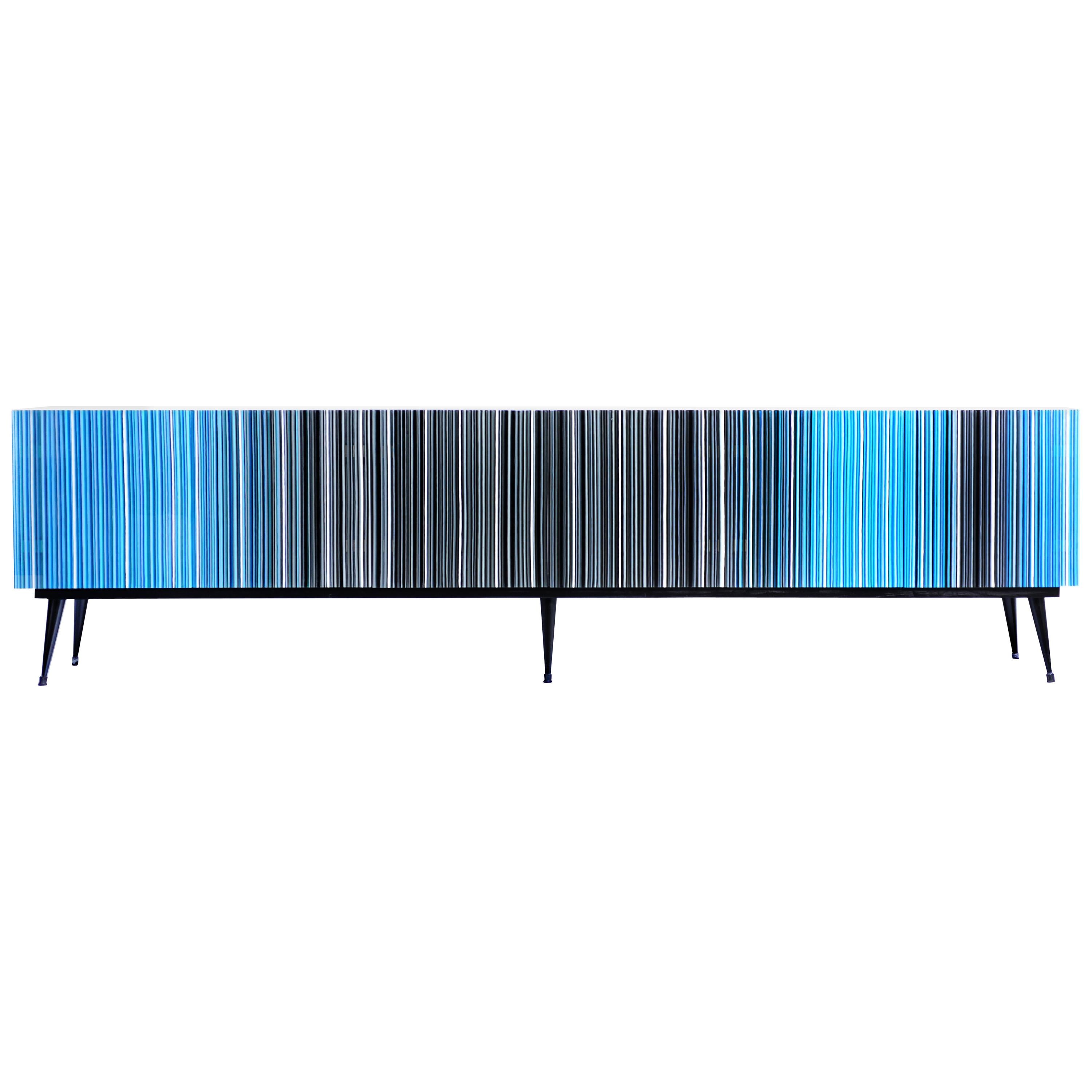 Credenza Buff-Hey Six Multicolored Glass Doors For Sale