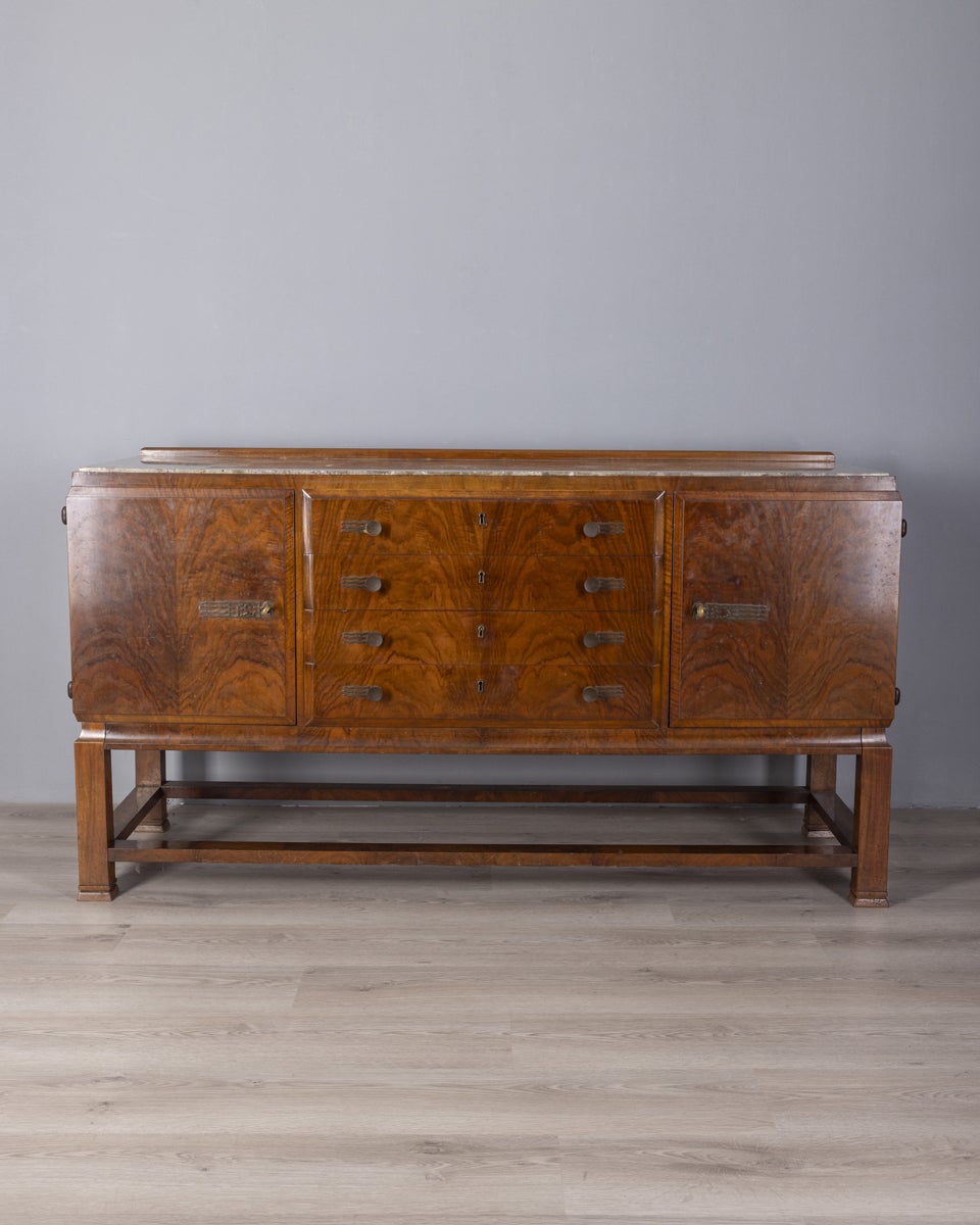 Credenza buffet vintage anni 40 in legno di Radica design Italiano
