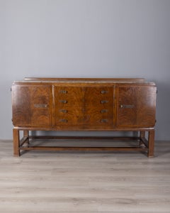 Credenza buffet vintage anni 40 in legno di Radica design Italiano