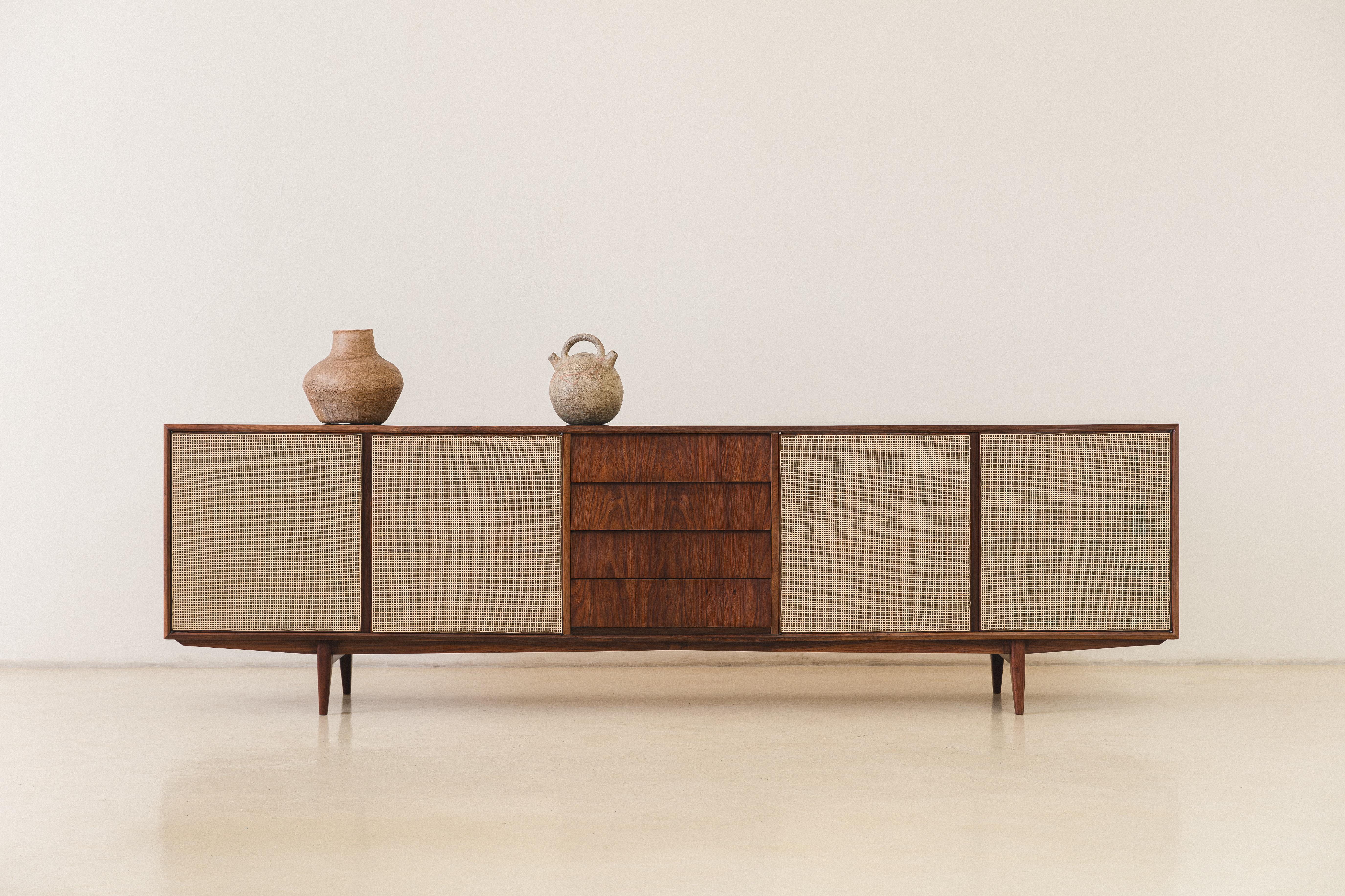 Credenza, Unknown, Caviuna and Cane, c. 1955 In Good Condition For Sale In New York, NY