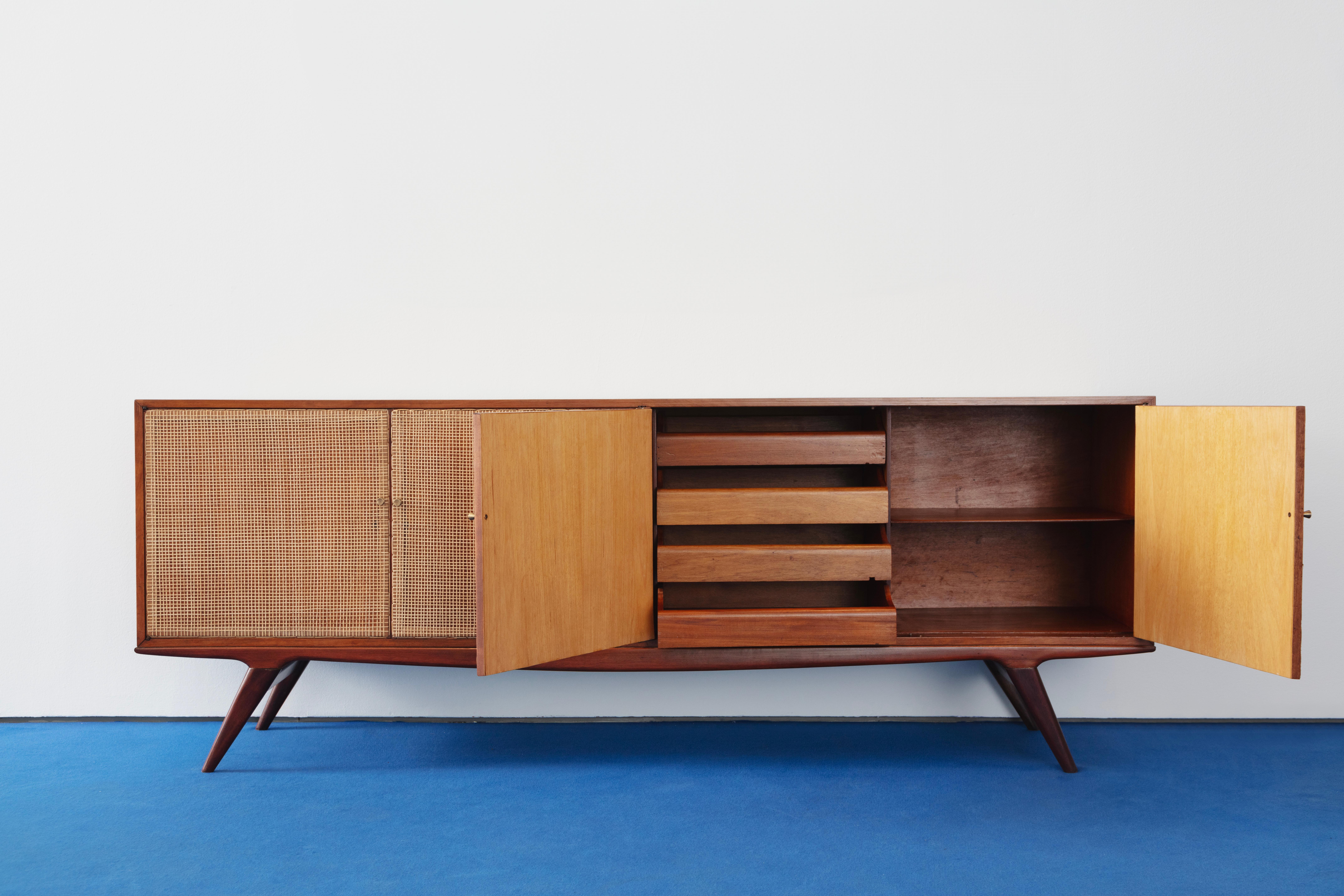 Martin Eisler. Credenza. c. 1955. Caviuna and cane.