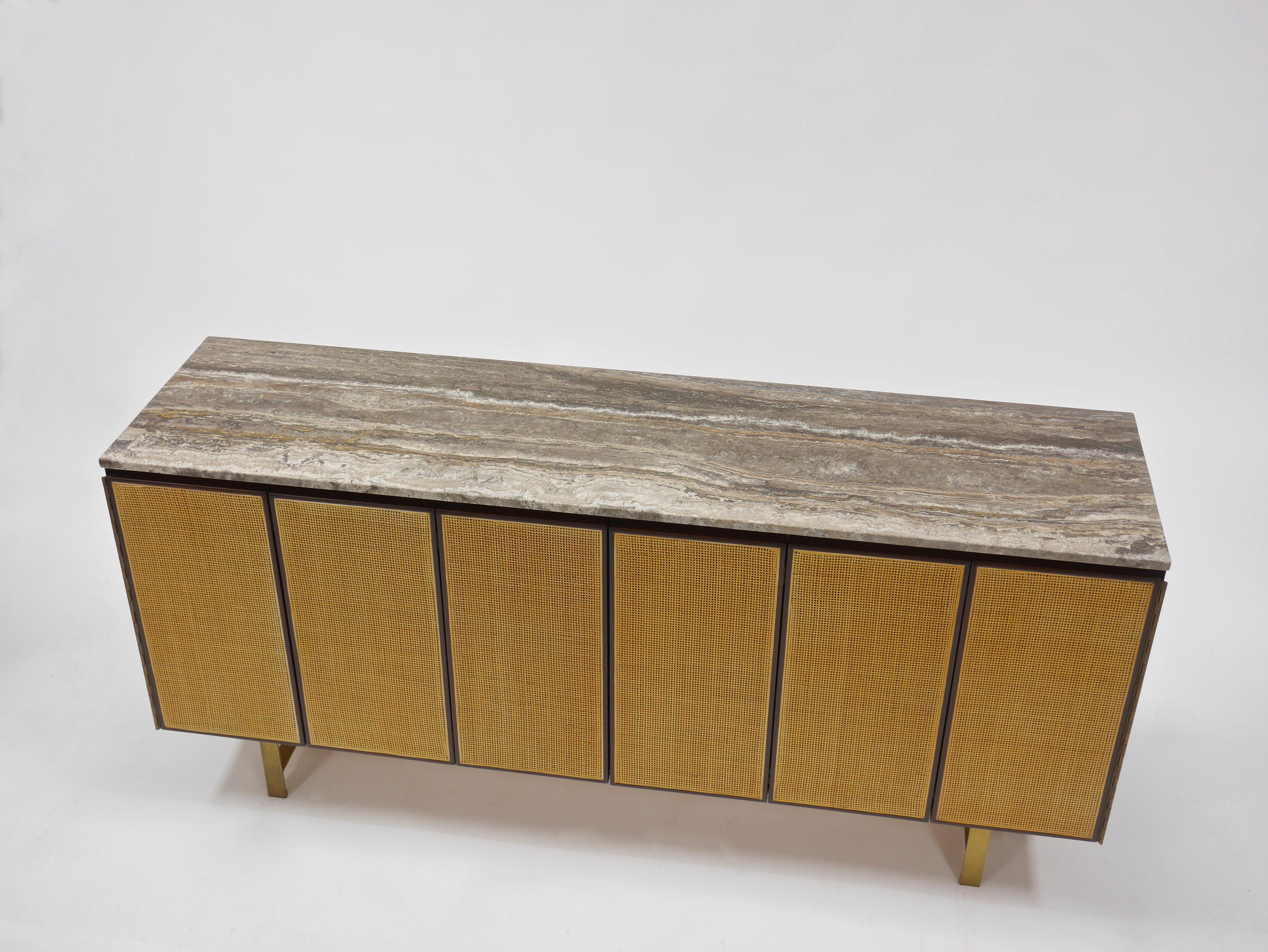 Credenza by Paul McCobb with Custom Travertine Top For Sale 1