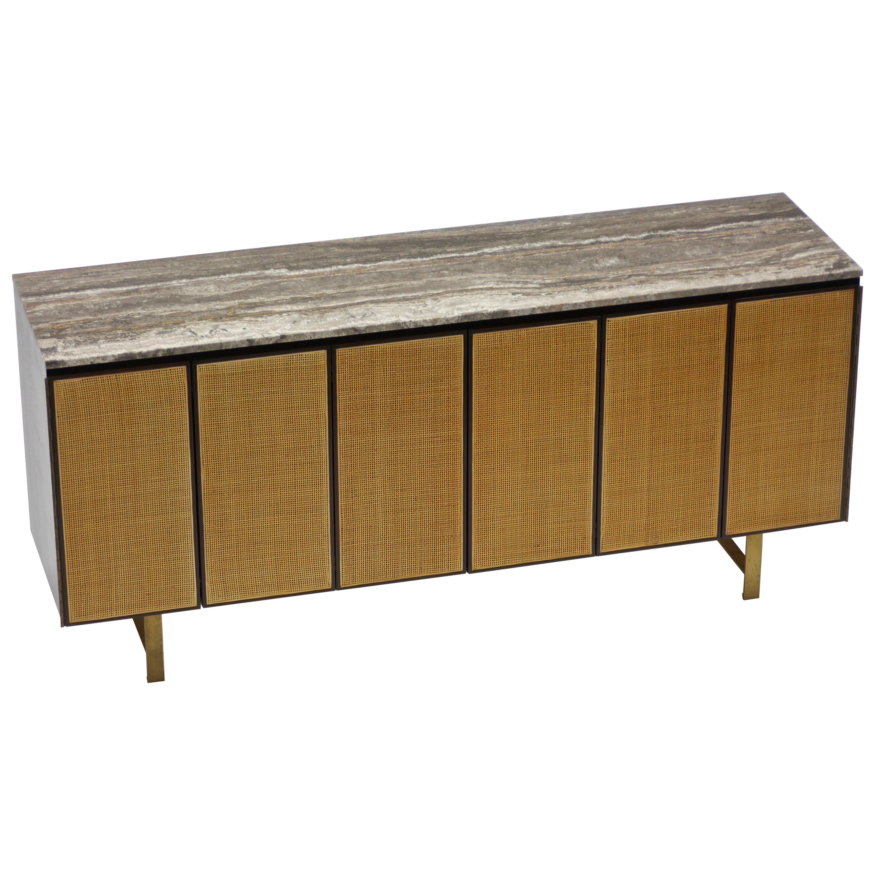 Credenza by Paul McCobb with Custom Travertine Top For Sale