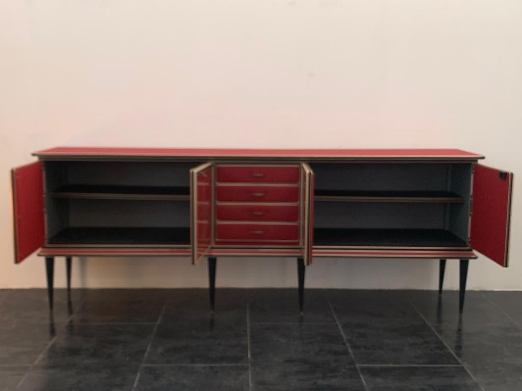 Credenza by Umberto Mascagni Rosso Bordeaux, 1950s For Sale 6