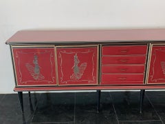 Credenza di Umberto Mascagni Rosso Bordeaux, anni '50