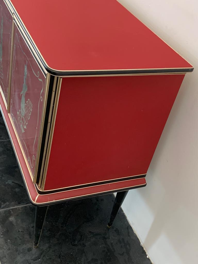Credenza by Umberto Mascagni Rosso Bordeaux, 1950s For Sale 2