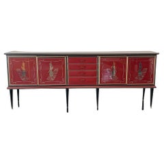 Credenza by Umberto Mascagni Rosso Bordeaux, 1950s