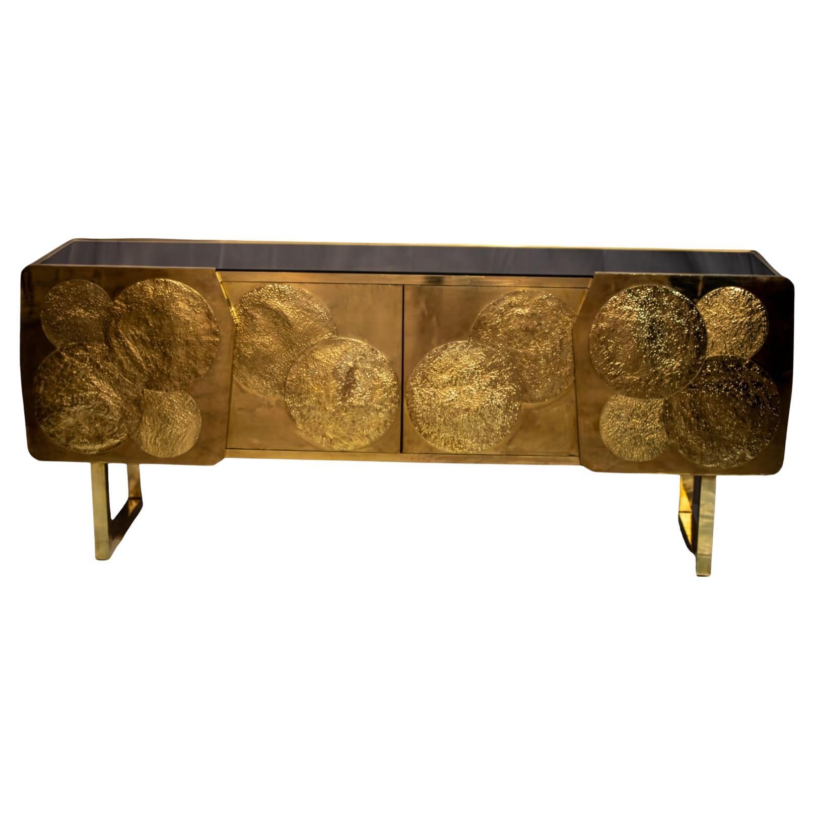 Fully brass sideboard handmade in Italy available  For Sale