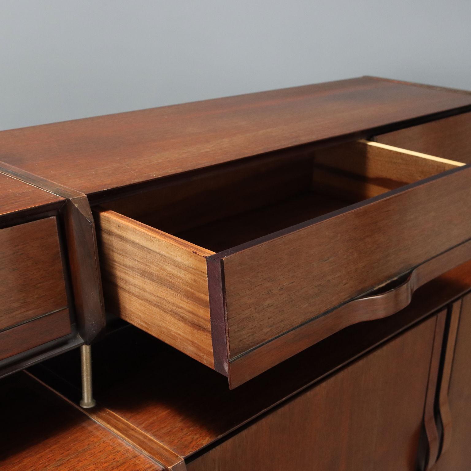 Wood Credenza con Alzata Anni '60 For Sale