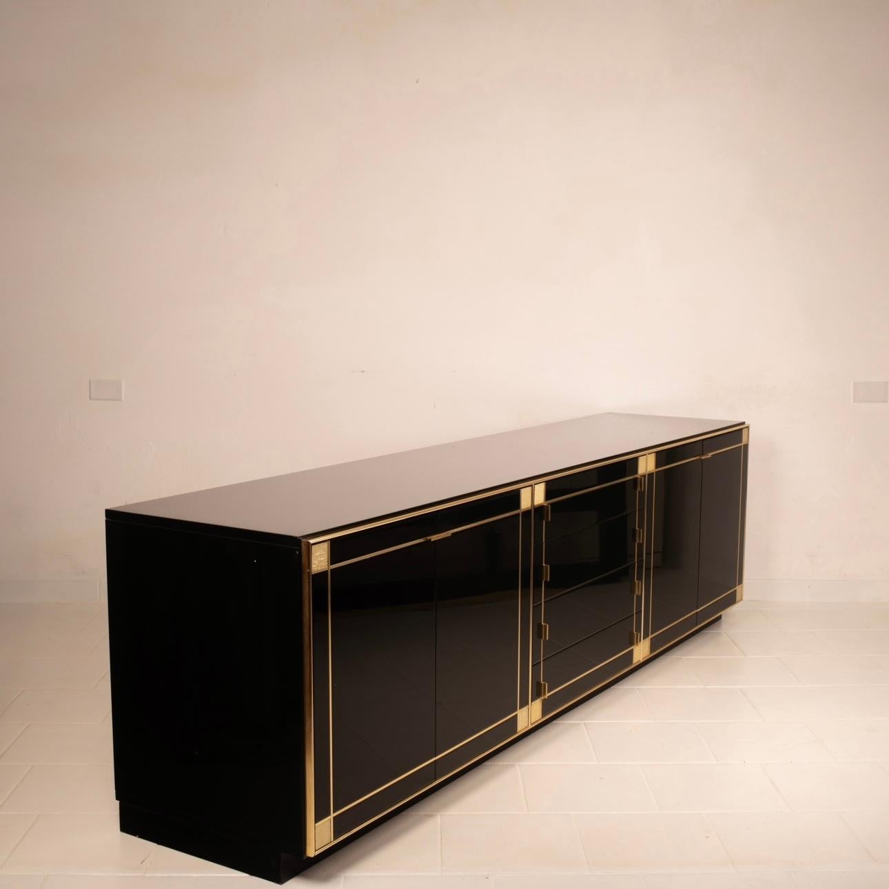 Brass Sideboard with Mother of Pearl Decorations by Pierre Cardin for Roche Bobois For Sale