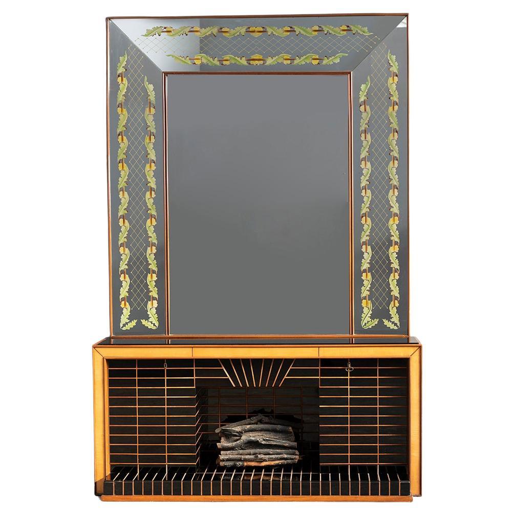 Sideboard with Mirror by Luigi Brusotti, 1940s For Sale