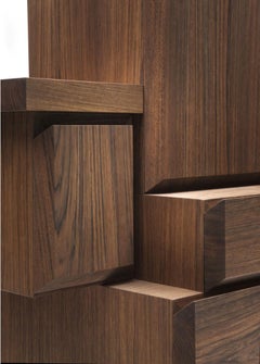 Credenza cupboard in Daniela walnut with brass inserts by Antonio Aricò