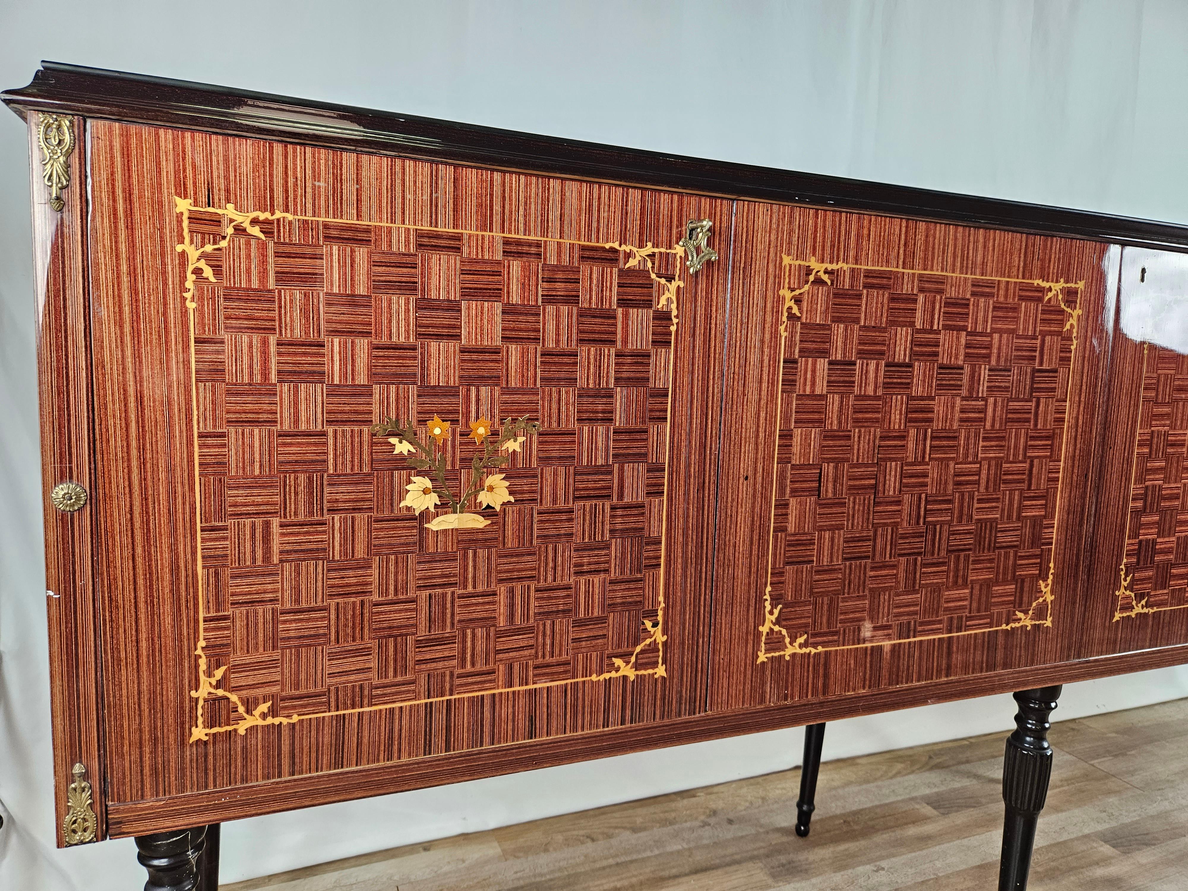 Wooden hall sideboard with glass top Mid Century 1960s For Sale 1