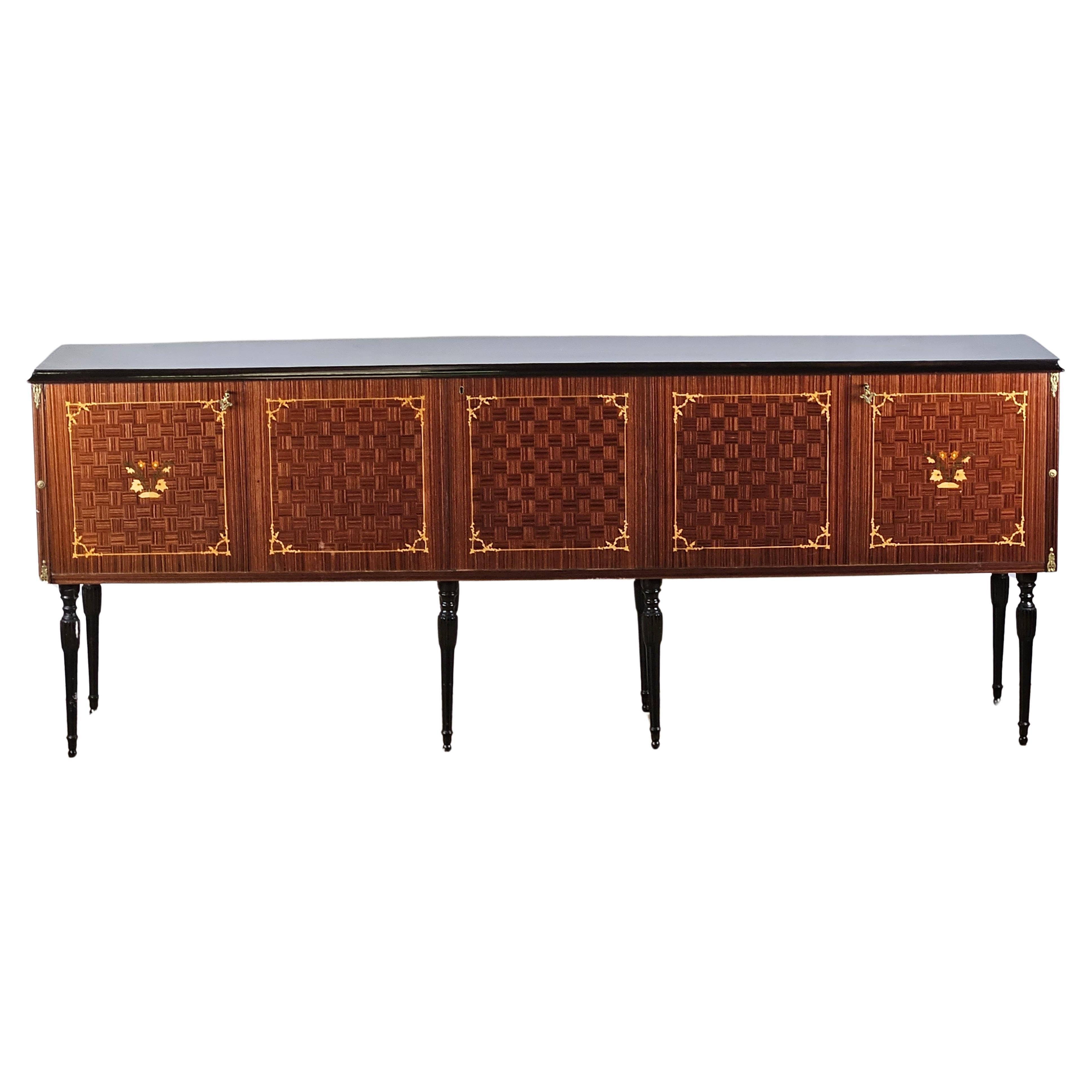 Wooden hall sideboard with glass top Mid Century 1960s For Sale