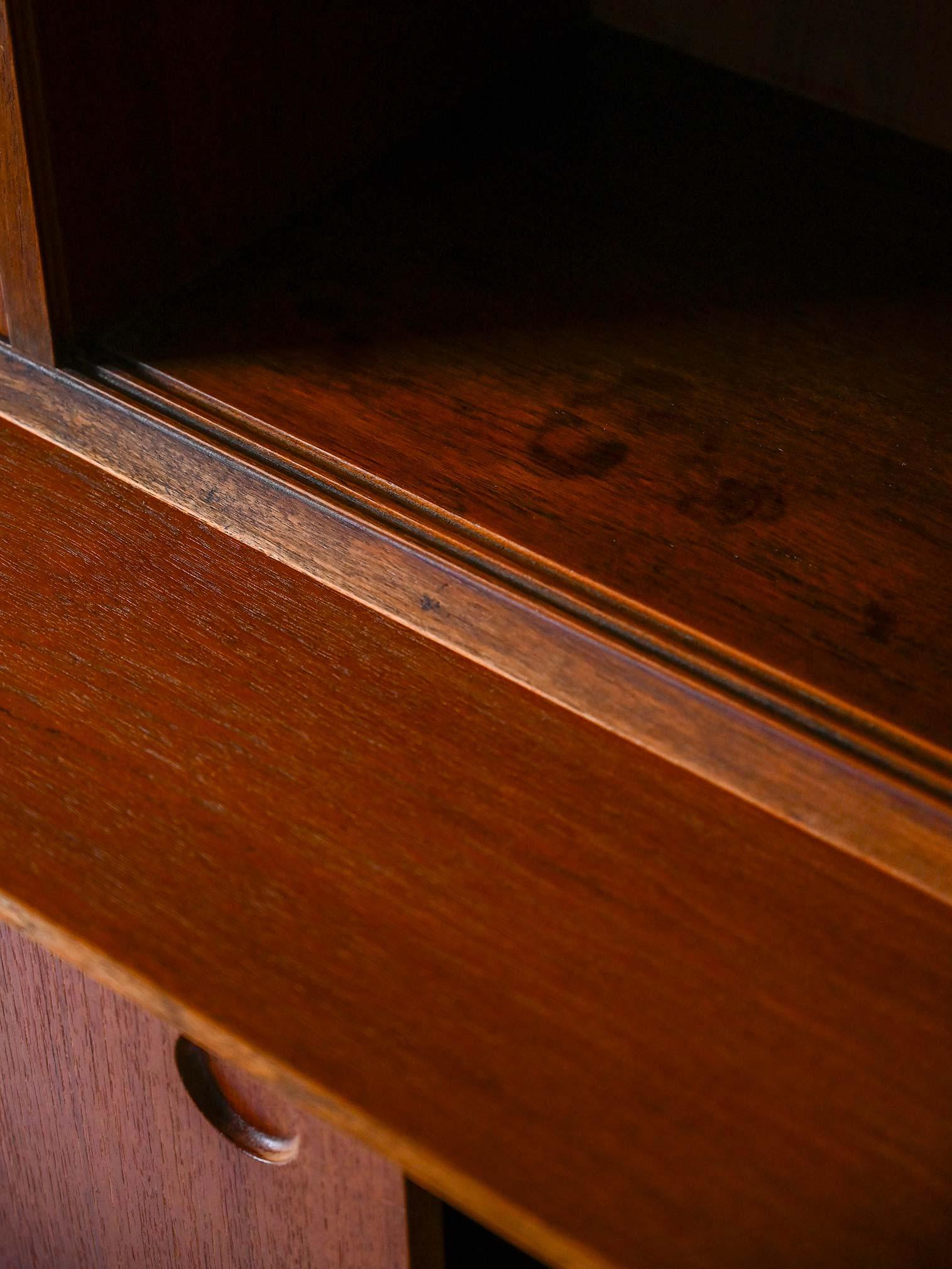 Vintage Danish sideboard with flap and sliding doors For Sale 4