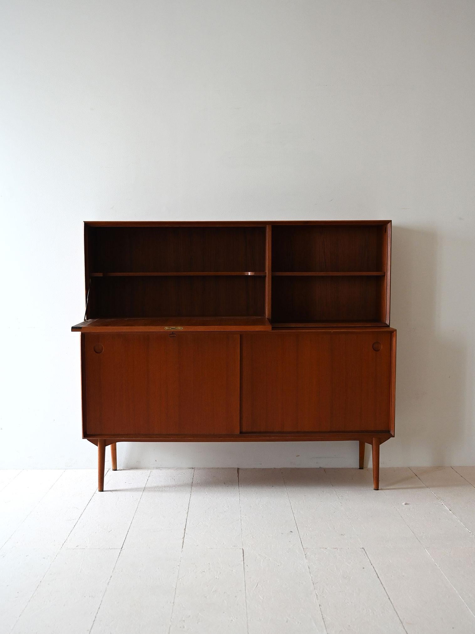 Mid-20th Century Vintage Danish sideboard with flap and sliding doors For Sale
