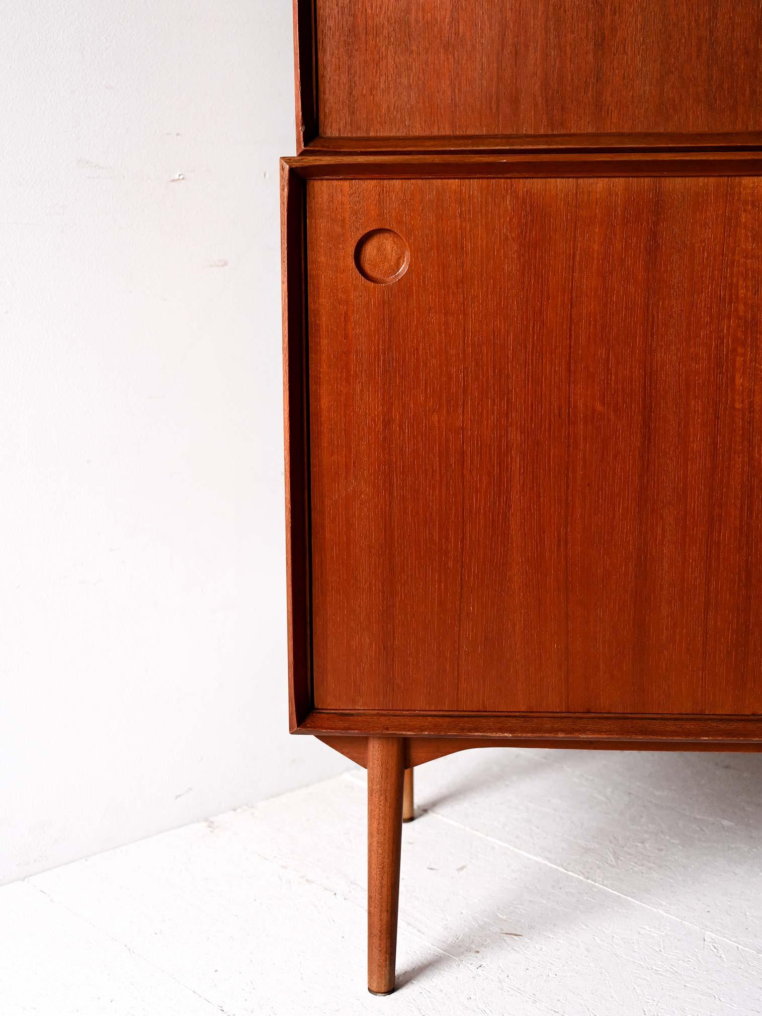 Vintage Danish sideboard with flap and sliding doors For Sale 2