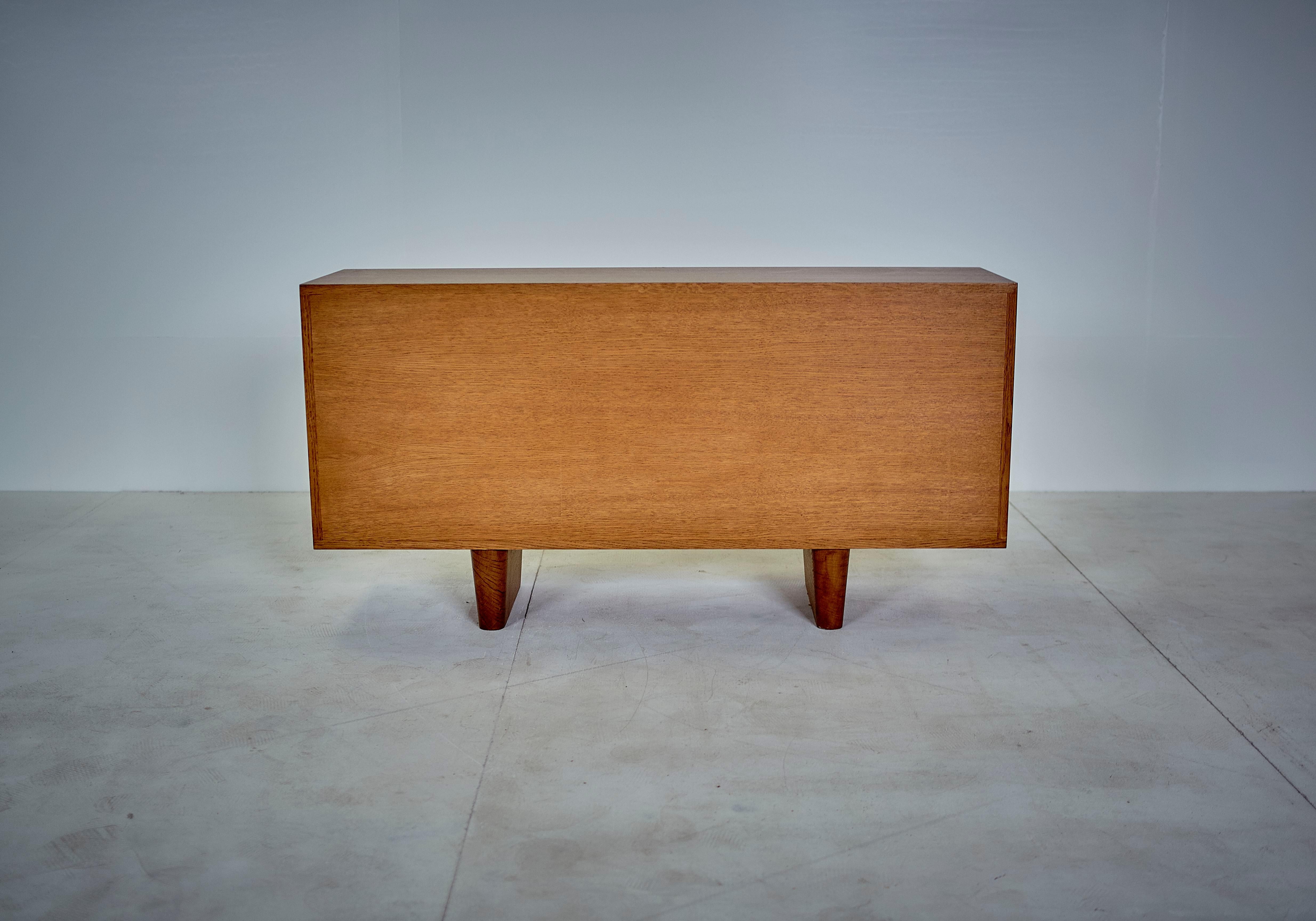 Stainless Steel Raphaël Midcentury Stainless Steal and Oakwood French Credenzas, 1973