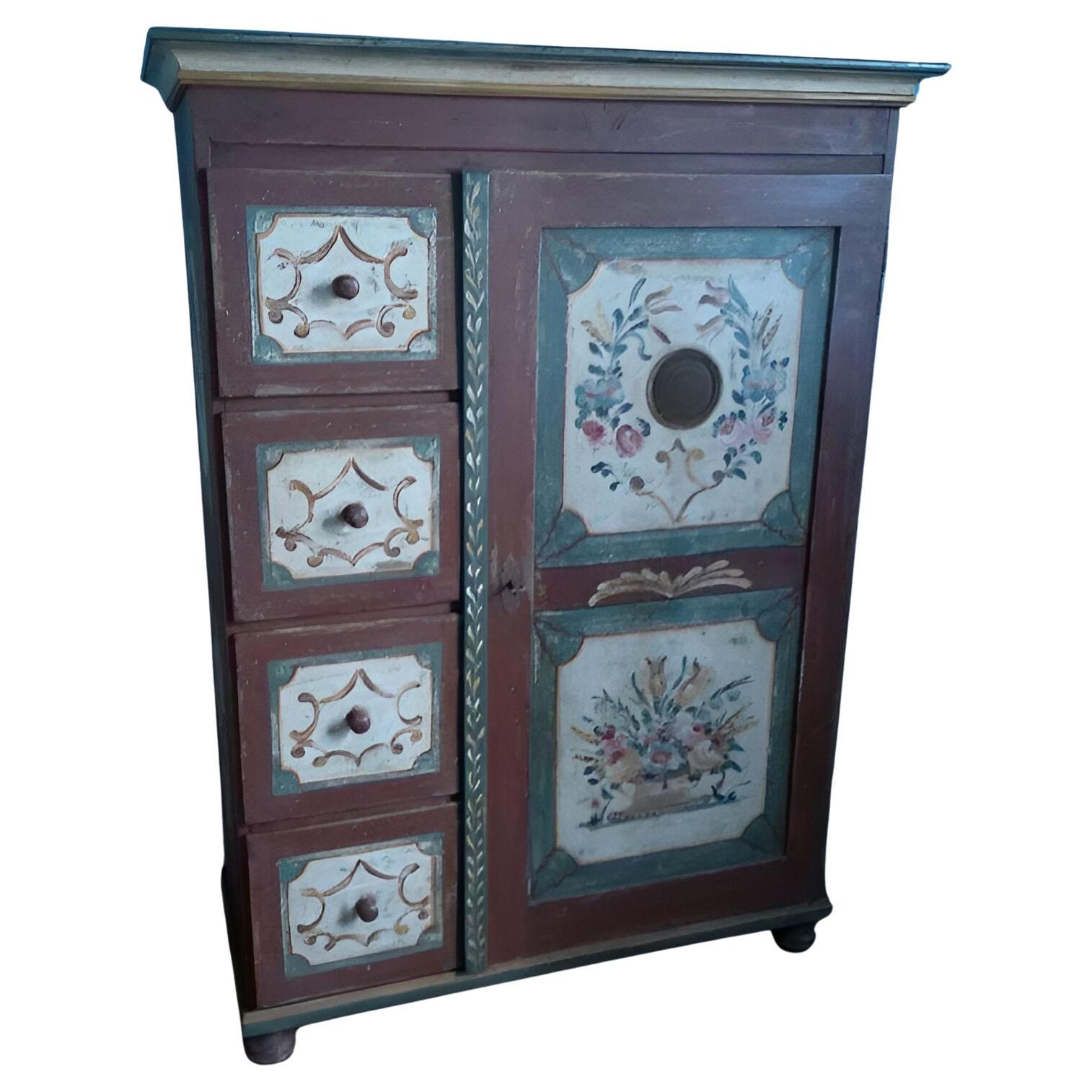 Decorated pantry cupboard, mid-19th century For Sale