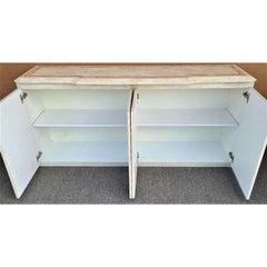 Credenza Dry Bar Cabinet Tessellated Stone & Faux Travertine