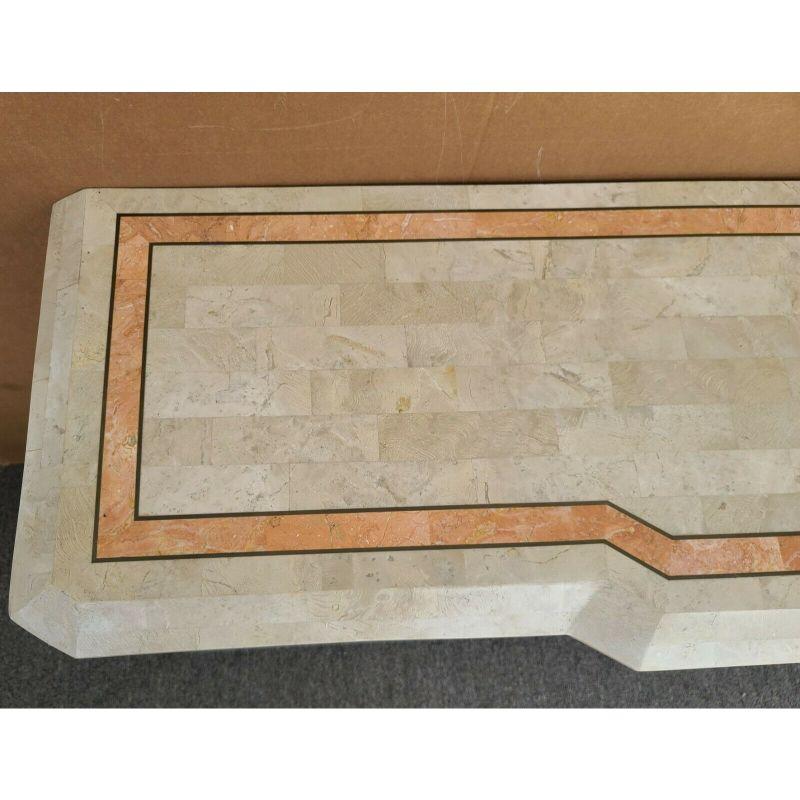 Mid-Century Modern Credenza Dry Bar Cabinet Tessellated Stone & Faux Travertine For Sale