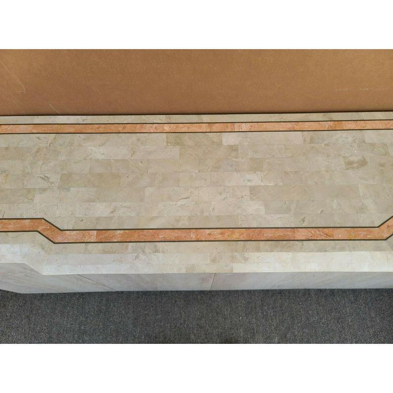 Credenza Dry Bar Cabinet Tessellated Stone & Faux Travertine In Good Condition For Sale In Lake Worth, FL