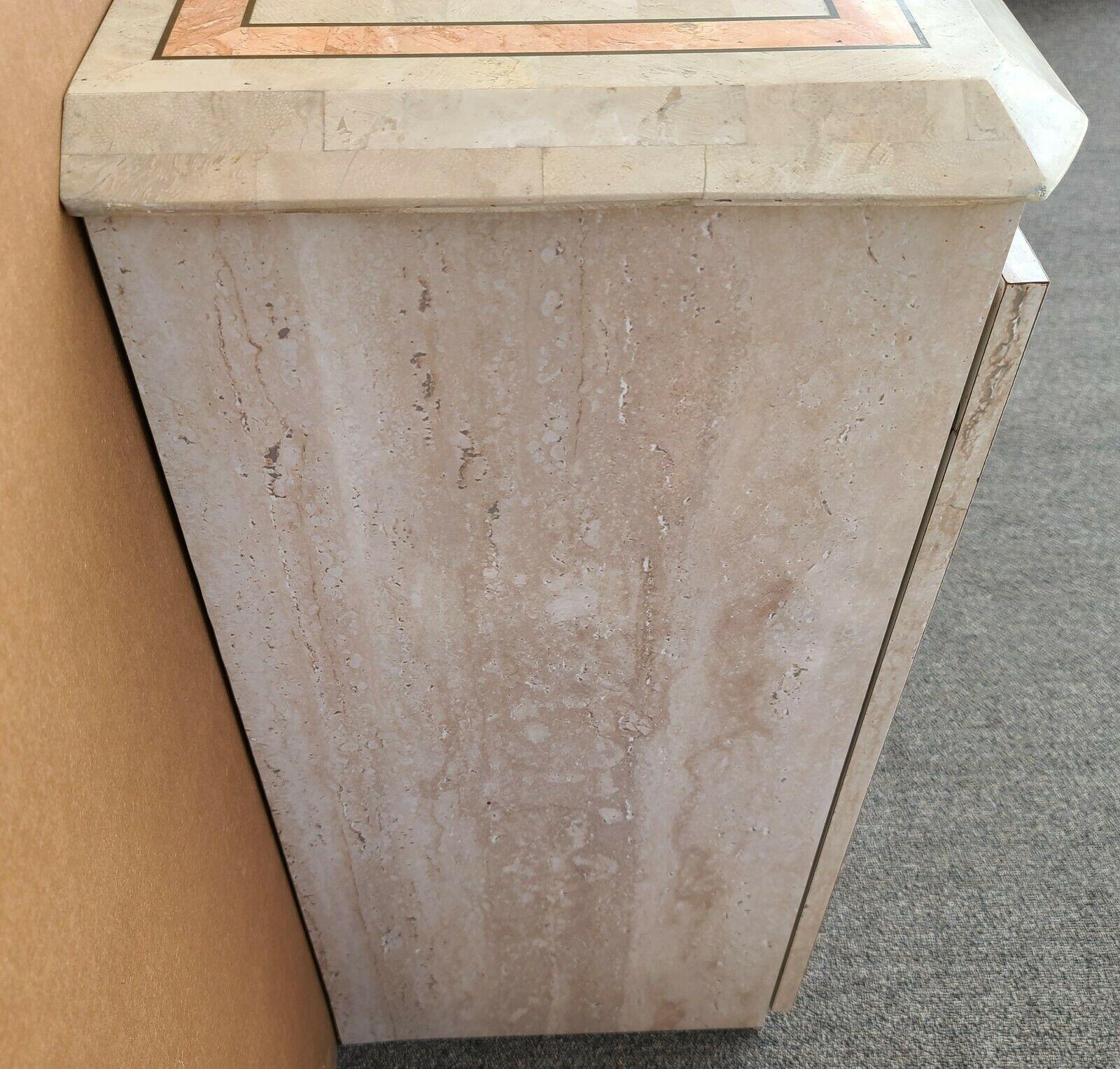 Credenza Dry Bar Cabinet Tessellated Stone & Faux Travertine For Sale 1