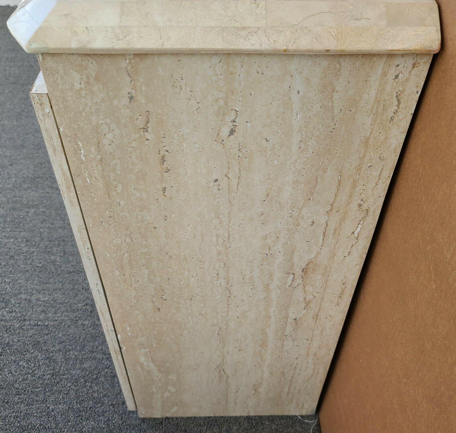 Credenza Dry Bar Cabinet Tessellated Stone & Faux Travertine For Sale 2