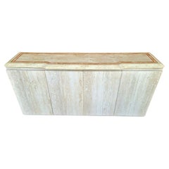Credenza Dry Bar Cabinet Tessellated Stone & Faux Travertine