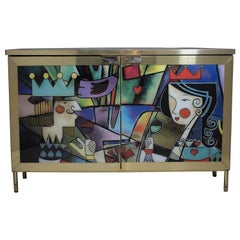 Credenza due ante raffiguranti "Sei tu il mio Re, sei tu la mia regina" Picasso