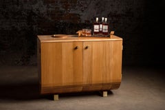 Hennessy Collaboration Contemporary White Oak and Brass Bar Pantry Credenza