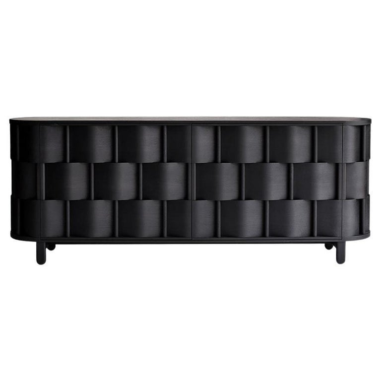 Credenza from Ringvide, Solid Wood, Scandinavian, Weave Double sided Black Oil For Sale