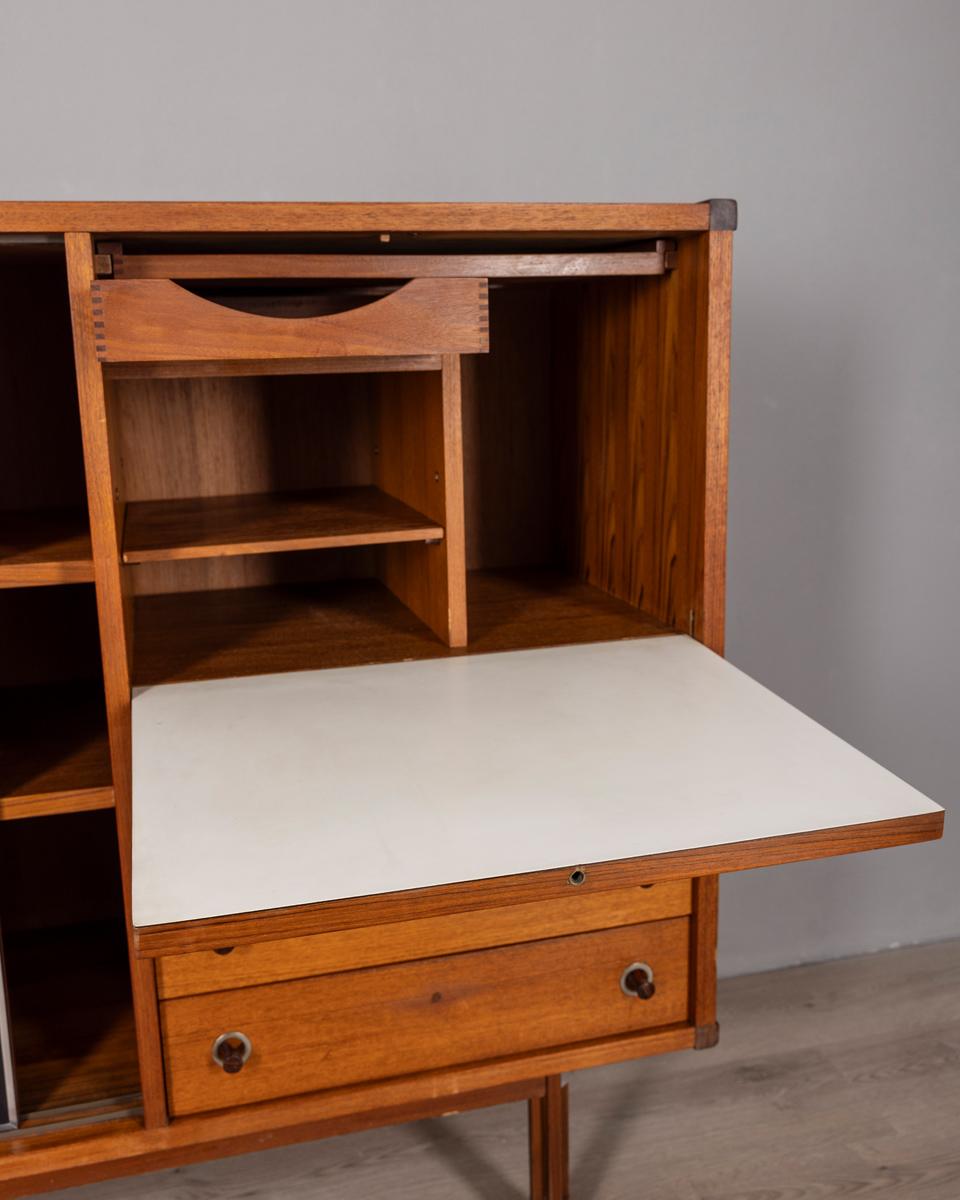 Mid-20th Century 1960s vintage wood highboard sideboard designed by G. Coslin for 3v Furniture For Sale