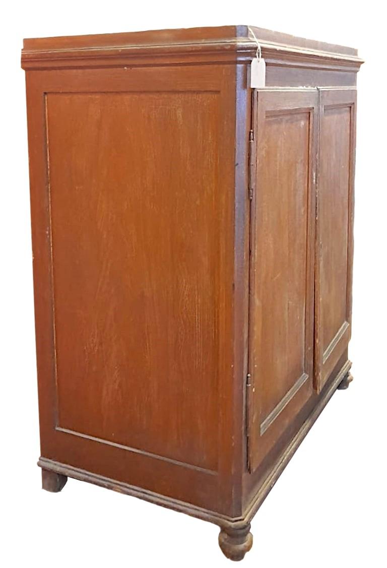 Italian Spruce sideboard from the late 1800s with sliding interior shelves For Sale