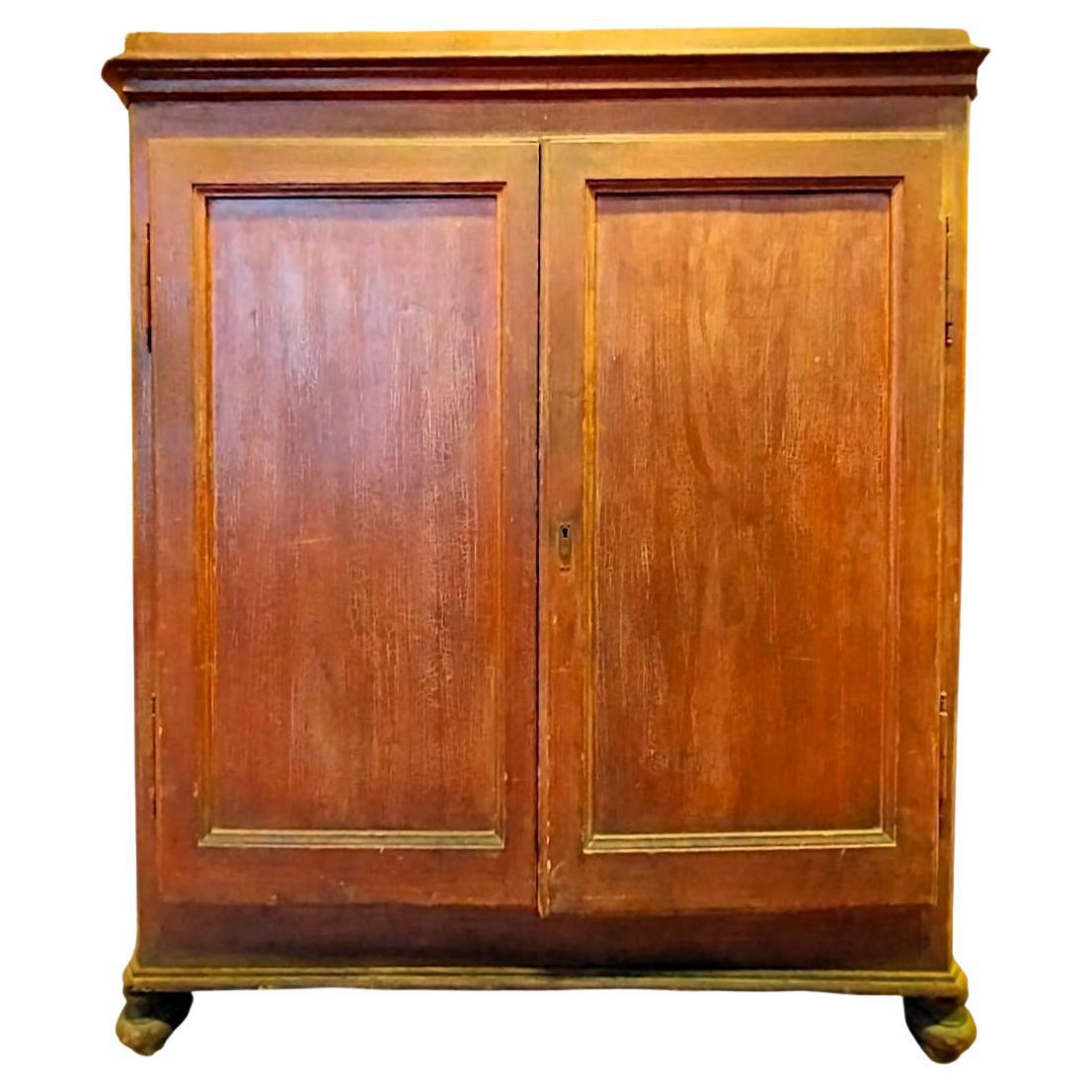 Spruce sideboard from the late 1800s with sliding interior shelves For Sale