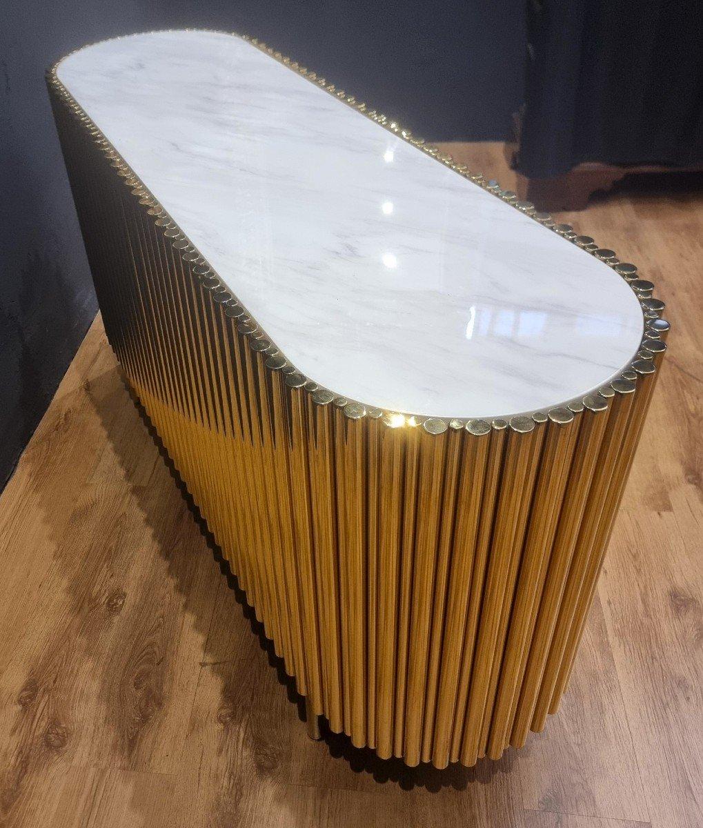 Vintage Golden Steel Sideboard mit Marmorplatte (Zeitgenössisch) im Angebot