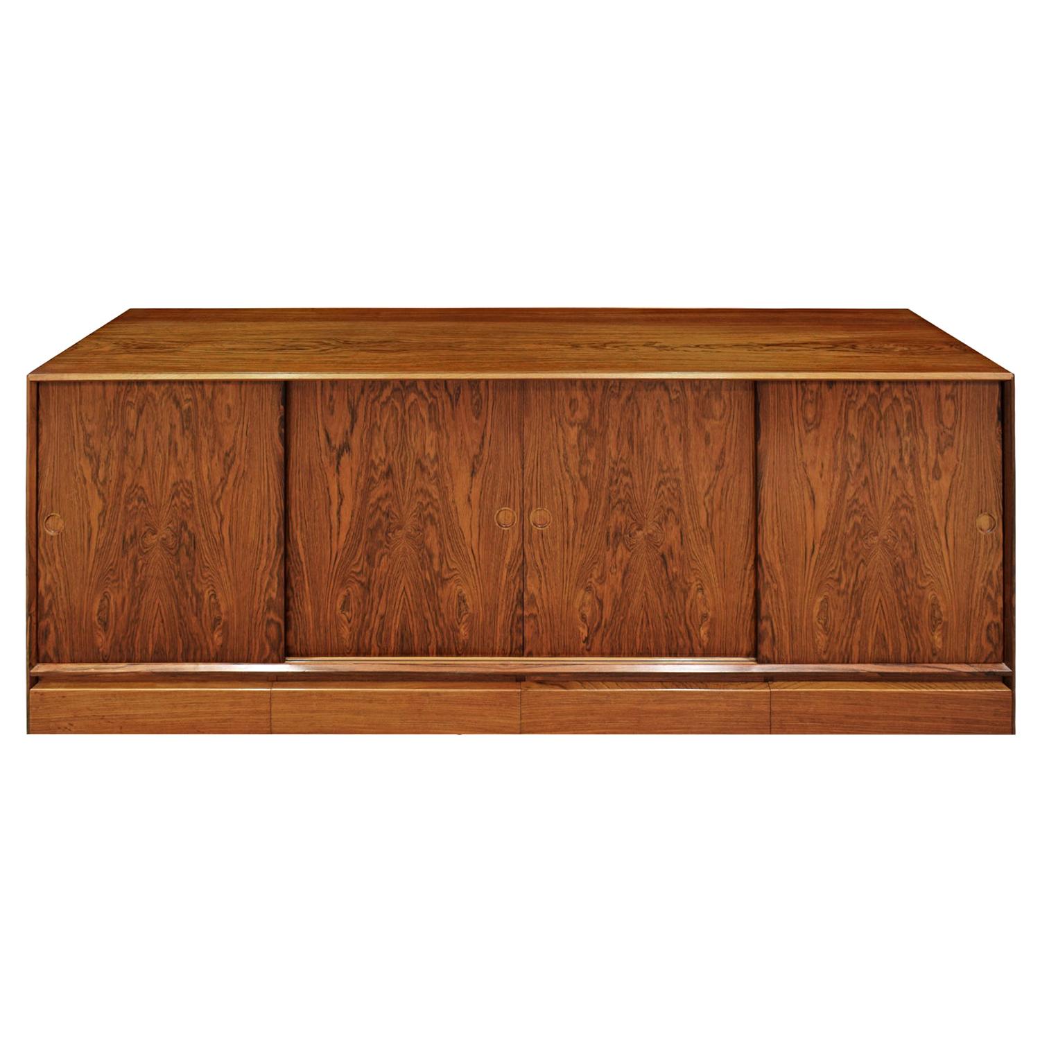 Credenza in Brazilian Rosewood with Inset Pulls 1960s 'Signed' For Sale