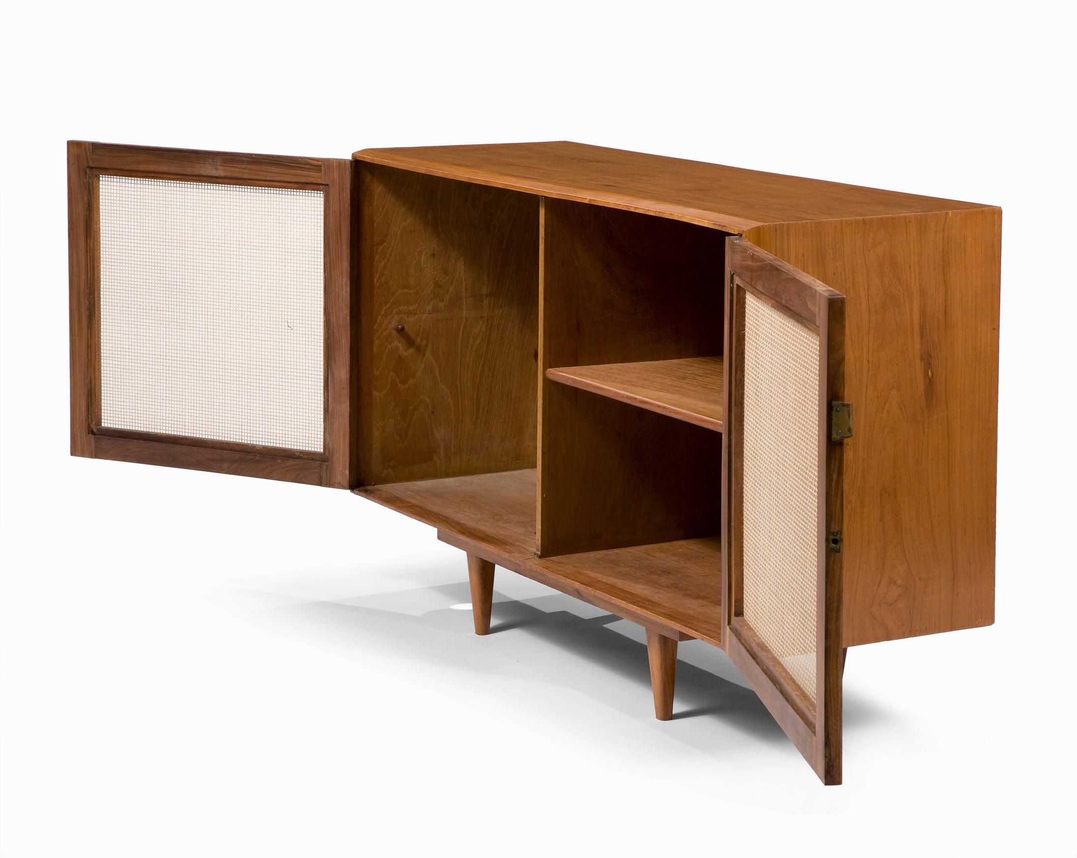 Brazilian Credenza in Caviona Wood with Cane Front by Martin Eisler for Forma, 1960