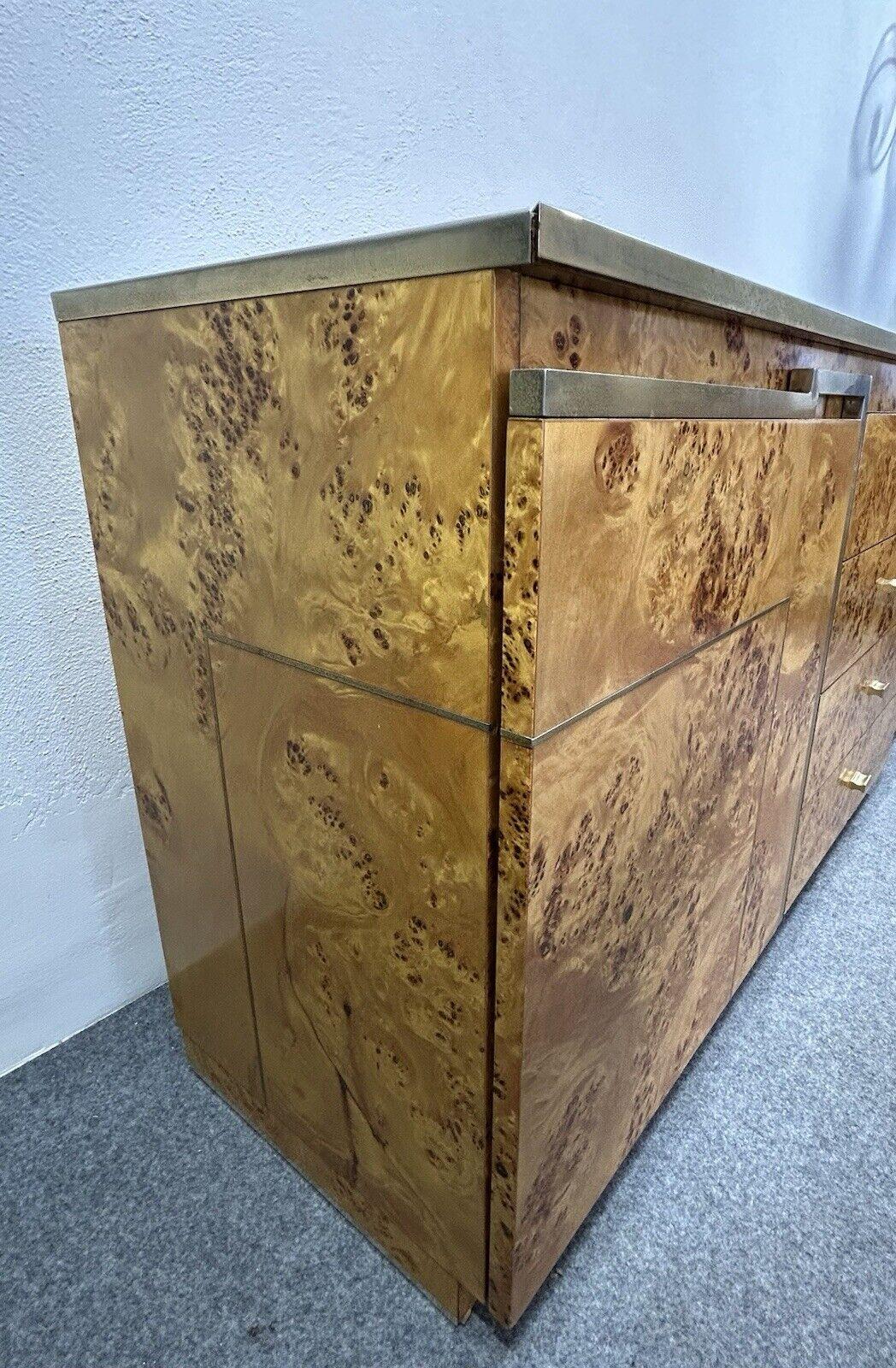 Credenza in cromo e legno di radica nello stile di Willy Rizzo, Italia, 1970 2