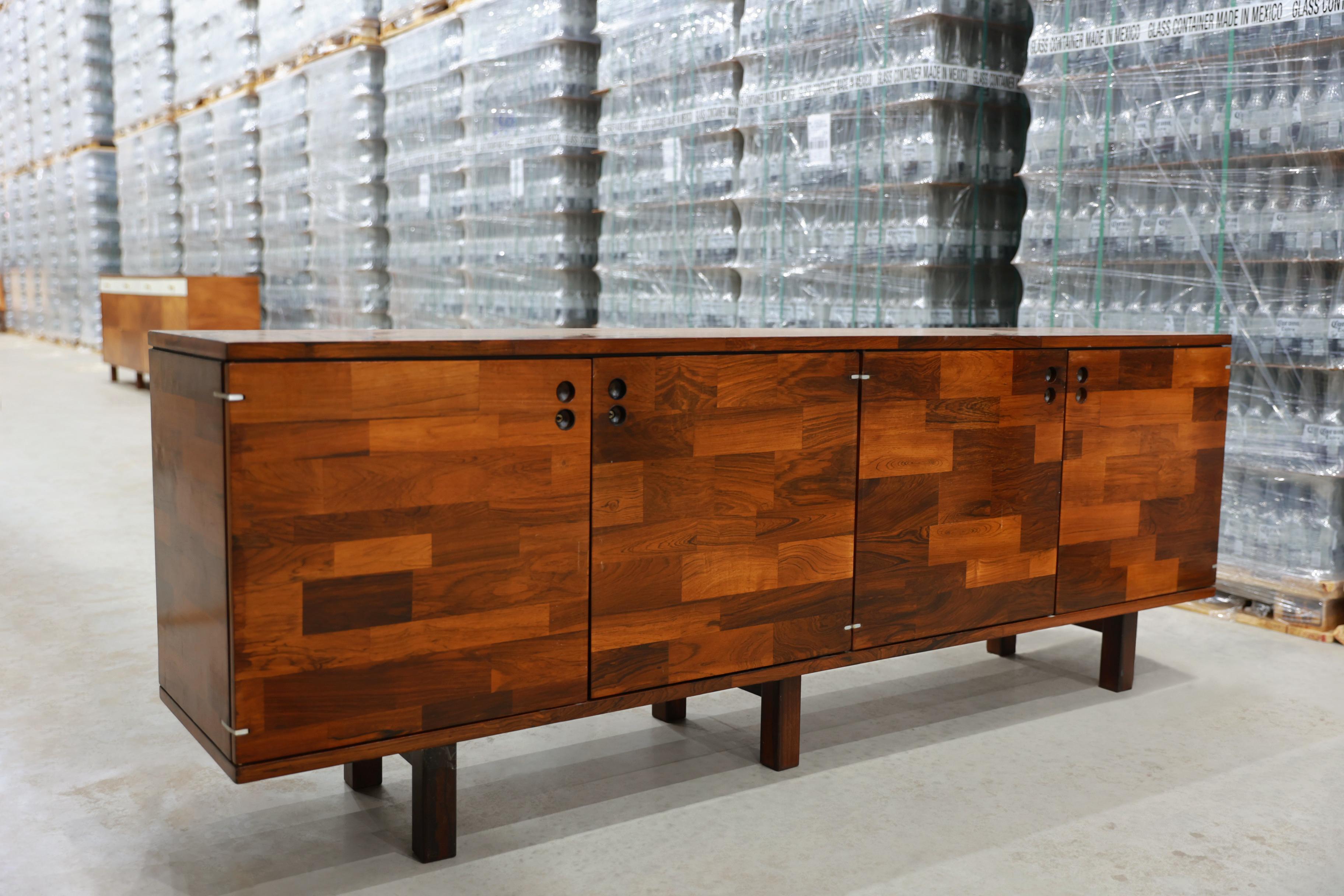 South American Credenza in Hardwood Patchwork style by Jorge Zalszupin, 1960’s For Sale