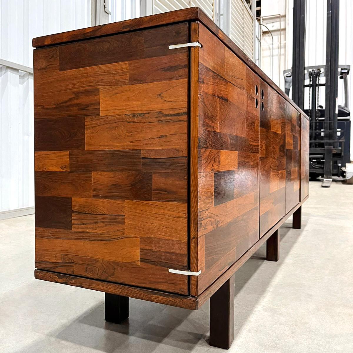 20th Century Credenza in Hardwood Patchwork style by Jorge Zalszupin, 1960’s For Sale