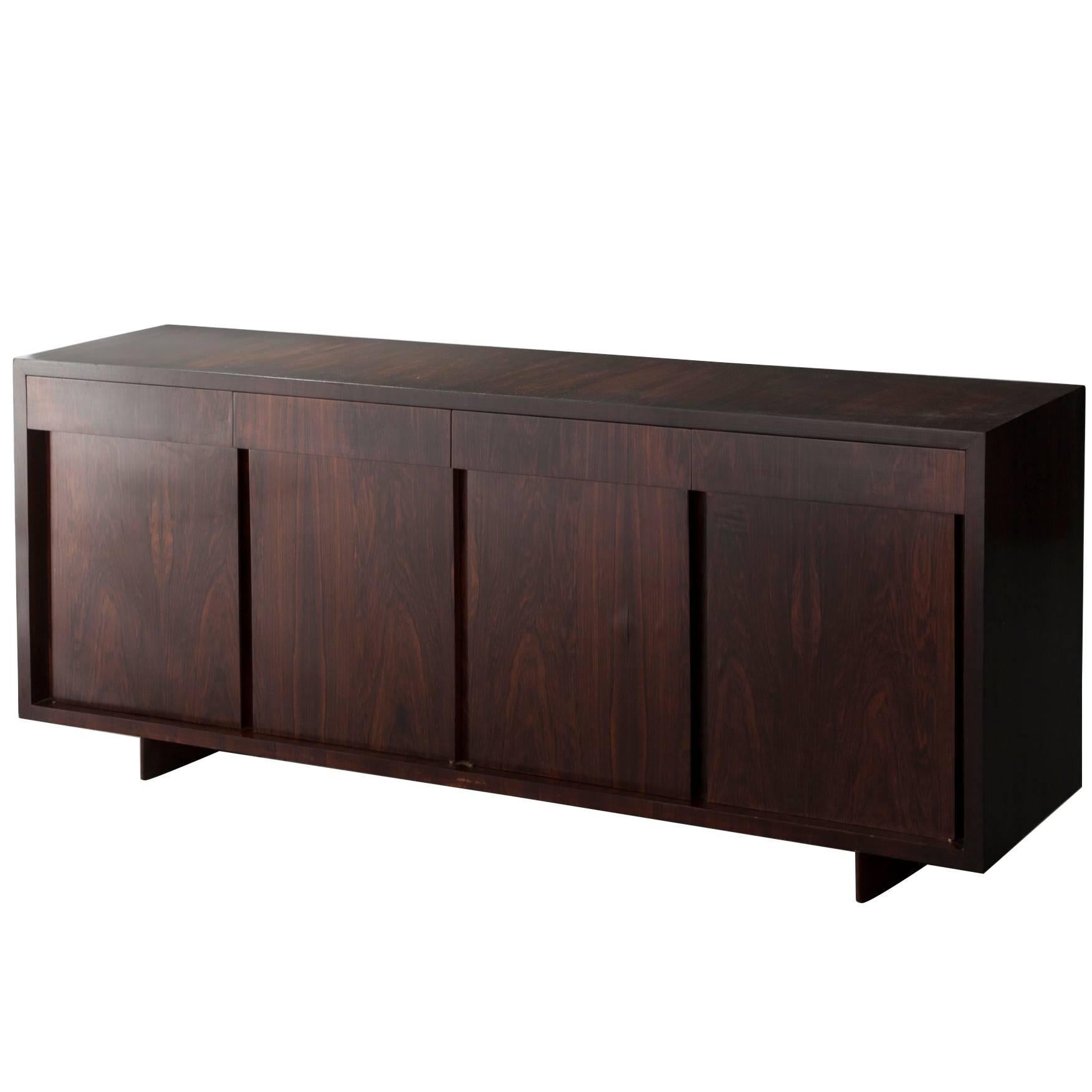 Credenza in Jacaranda with Four Doors and Four Drawers For Sale