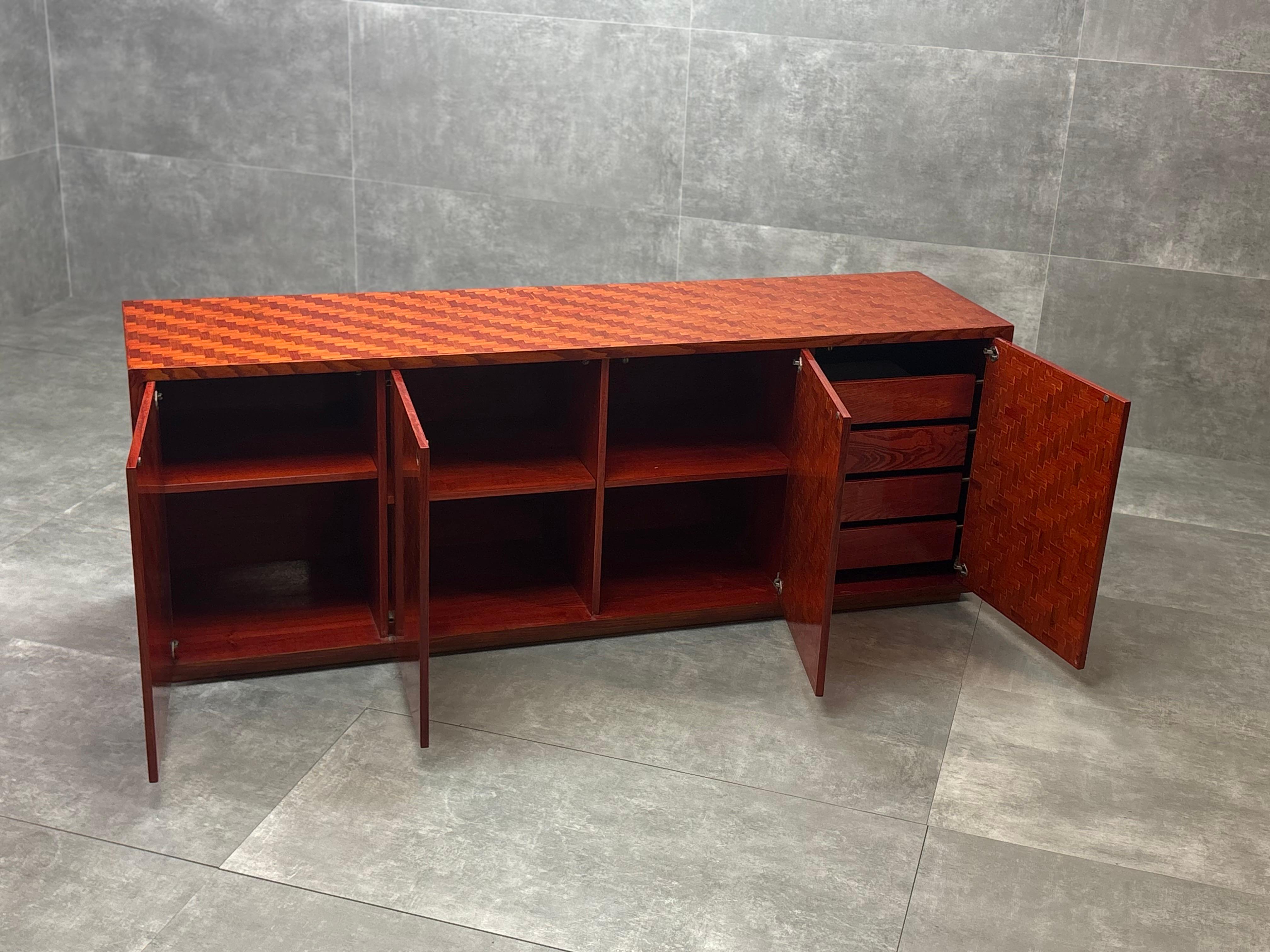 Credenza in legno e bambù di Turri, Italia, Años 70 en Bueno estado para la venta en Quarrata, IT