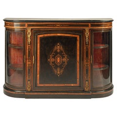 Credenza in legno ebanizzato e intarsiata, Inghilterra,  XIX secolo