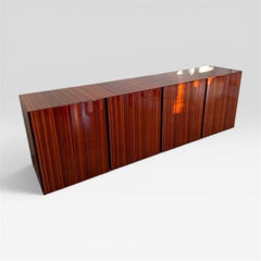 Monumental Zebrawood Lacquered Mid-Century Design 1970s Rosewood Sideboard