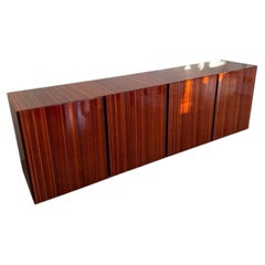 Monumental Zebrawood Lacquered Mid-Century Design 1970s Rosewood Sideboard