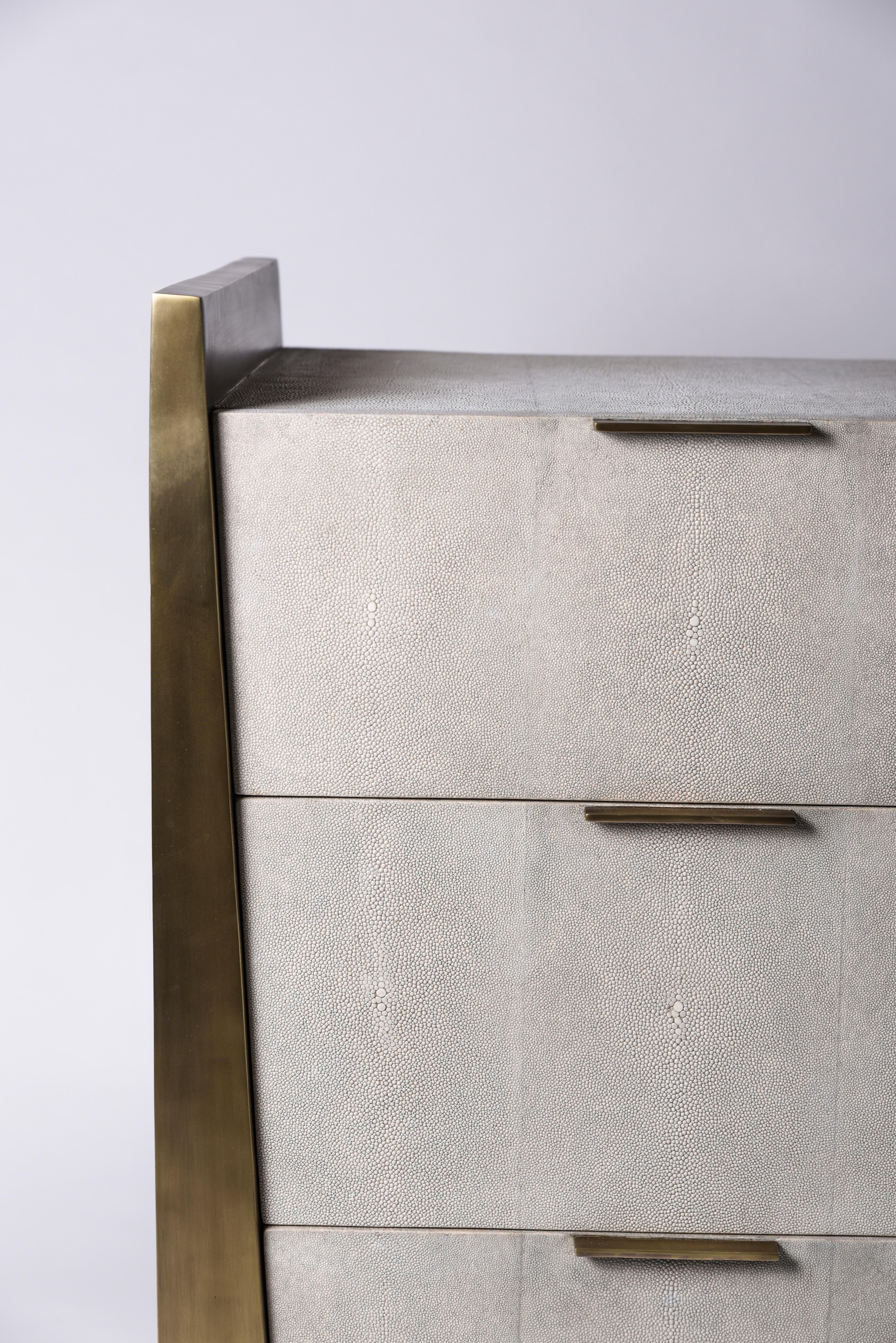 Hand-Crafted Credenza in Parchment and Bronze-Patina Brass by R&Y Augousti For Sale